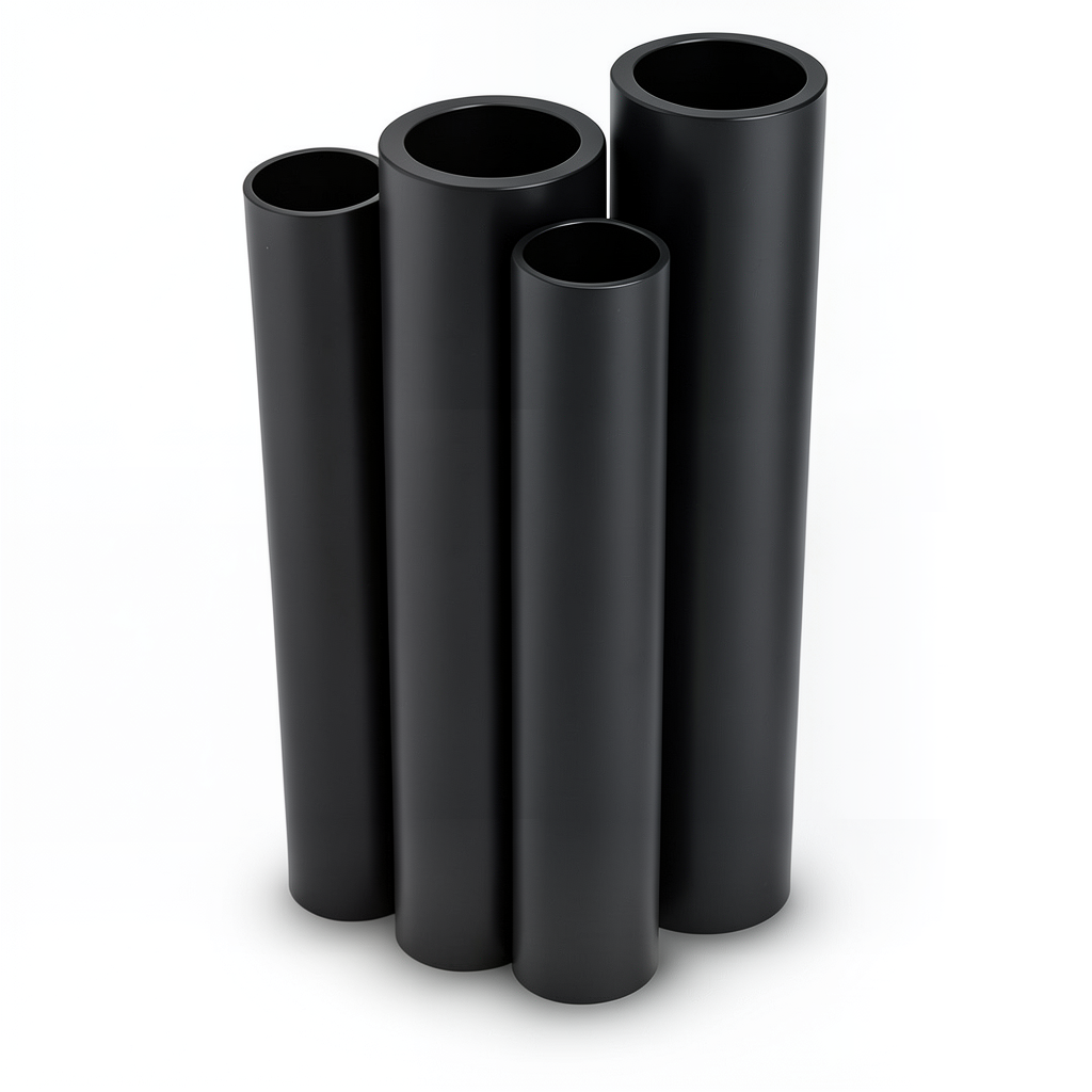 مواسير HDPE بولي ايثيلين عالي الكثافة PE 63 ضغط 6 بار قطر 355 مم سمك 20.1 مم لون أسود