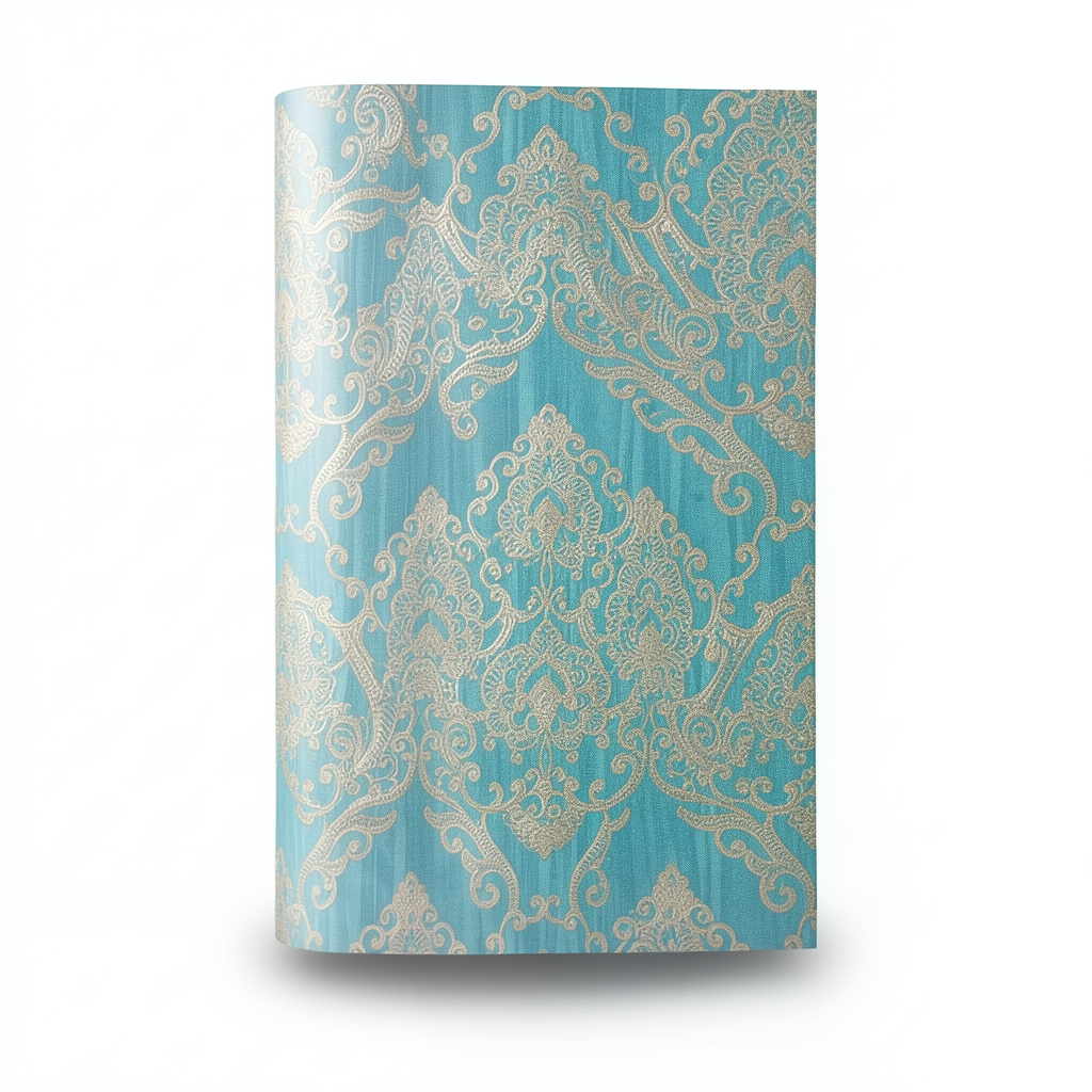 Italian Wallpaper 10m×0.73m Turquoise and Beige Color, Model 26021
