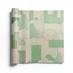 German wallpaper for youth and children, size 10 m x 0.53 m, beige with green color, model 503456  