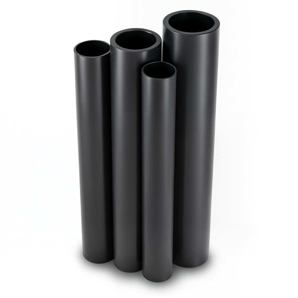 مواسير HDPE بولي ايثيلين عالي الكثافة PE 63 ضغط 6 بار قطر خارجي 180 مم سمك 10.2 مم لون أسود