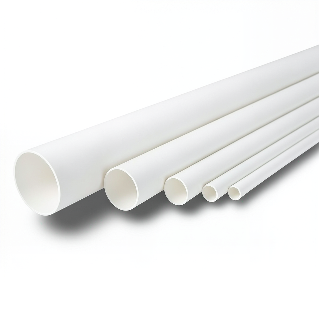 مواسير UPVC ضغط اسمي 8.6 بار مقاس ½ و1 إنش سمك 1.52 مم لون أبيض