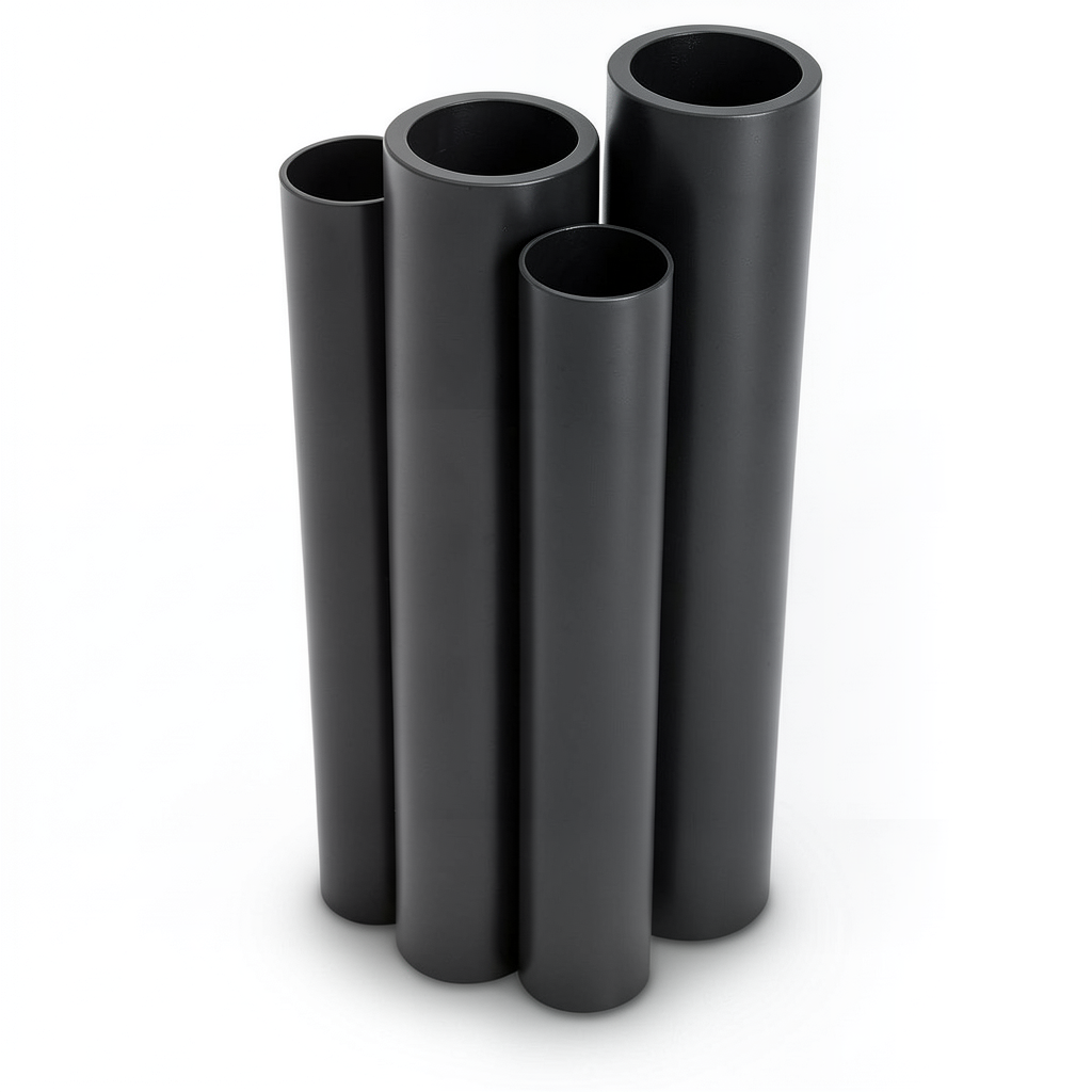 HDPE Pipes PE 63 Pressure 6 Bar Diameter 250 mm Thickness 14.2 mm Black