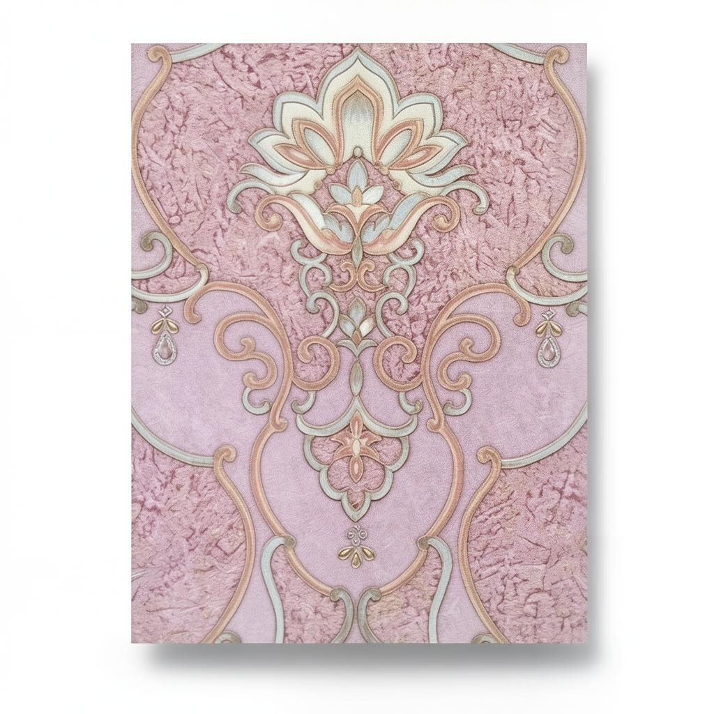 Italian Wall Decoration Pink Color, Length 10m, Width 1.06m, Model 85061
