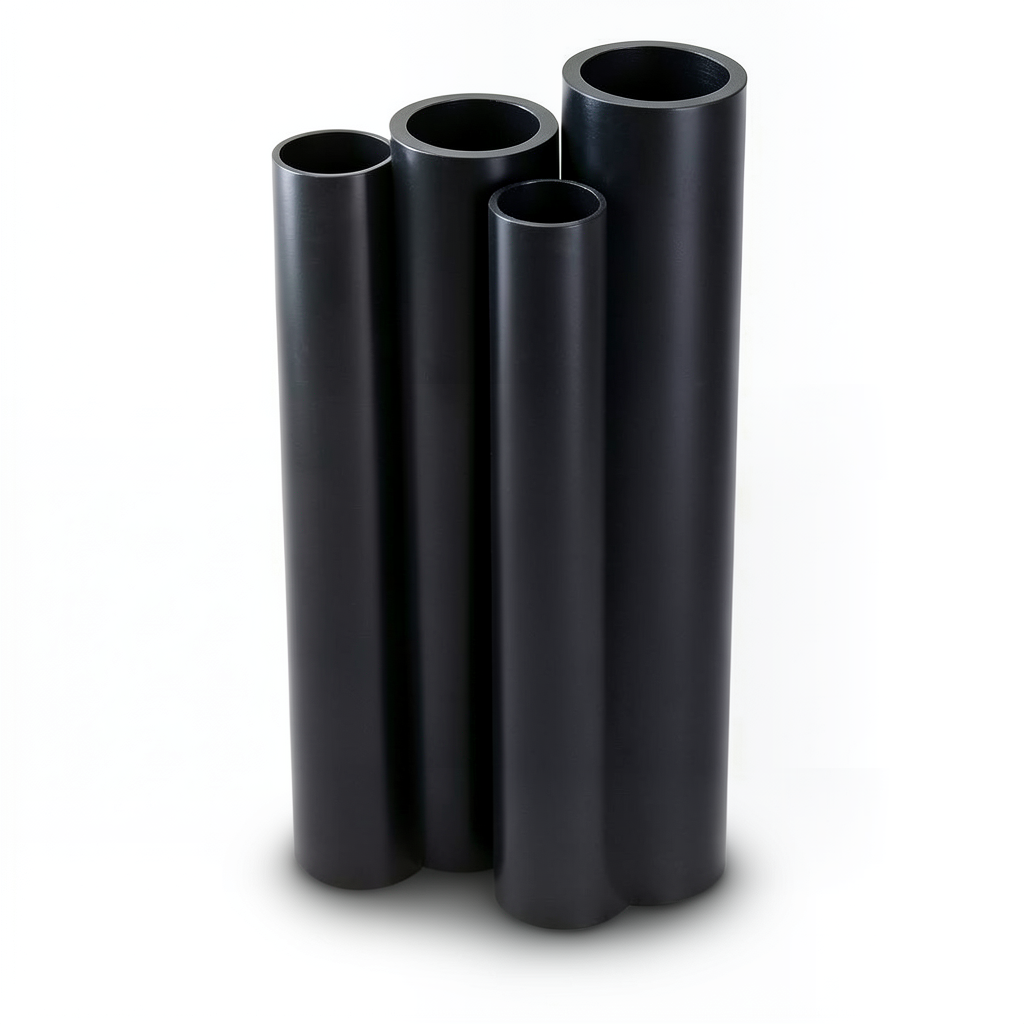 أنابيب HDPE PE 80 ضغط 10 بار قطر خارجي 630 مم سمك 46.3 مم لون أسود