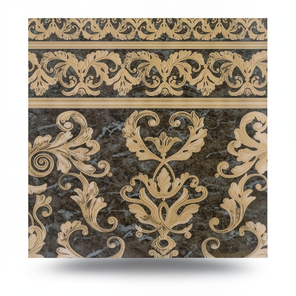 Italian Wallpaper Dark Brown with Beige, 10m x 1.06m, Model 85071