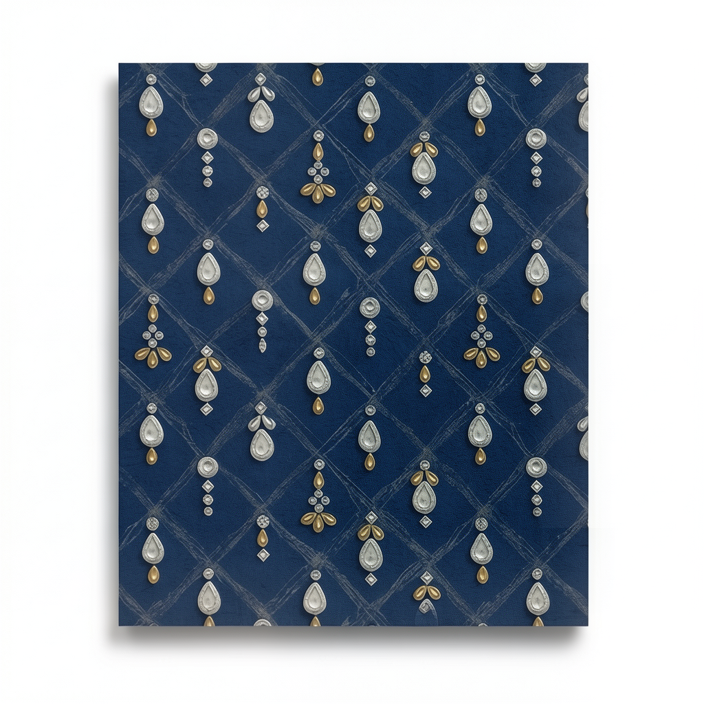 Italian Wallpaper Navy Blue Color, 10m Length x 1.06m Width, Model 85092