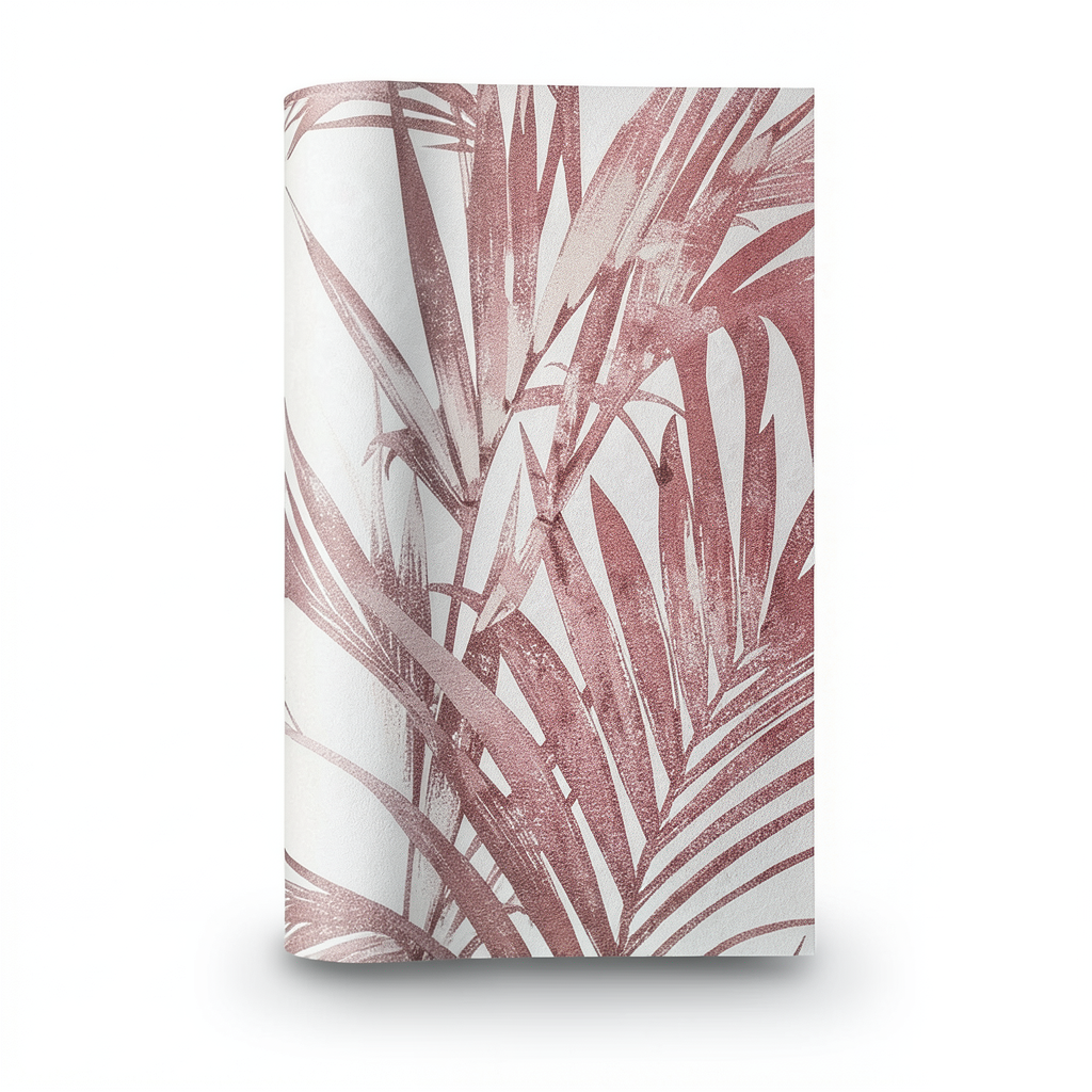 Leaf-patterned Wall Covering 10m×1.06m Off White with Reddish Brown