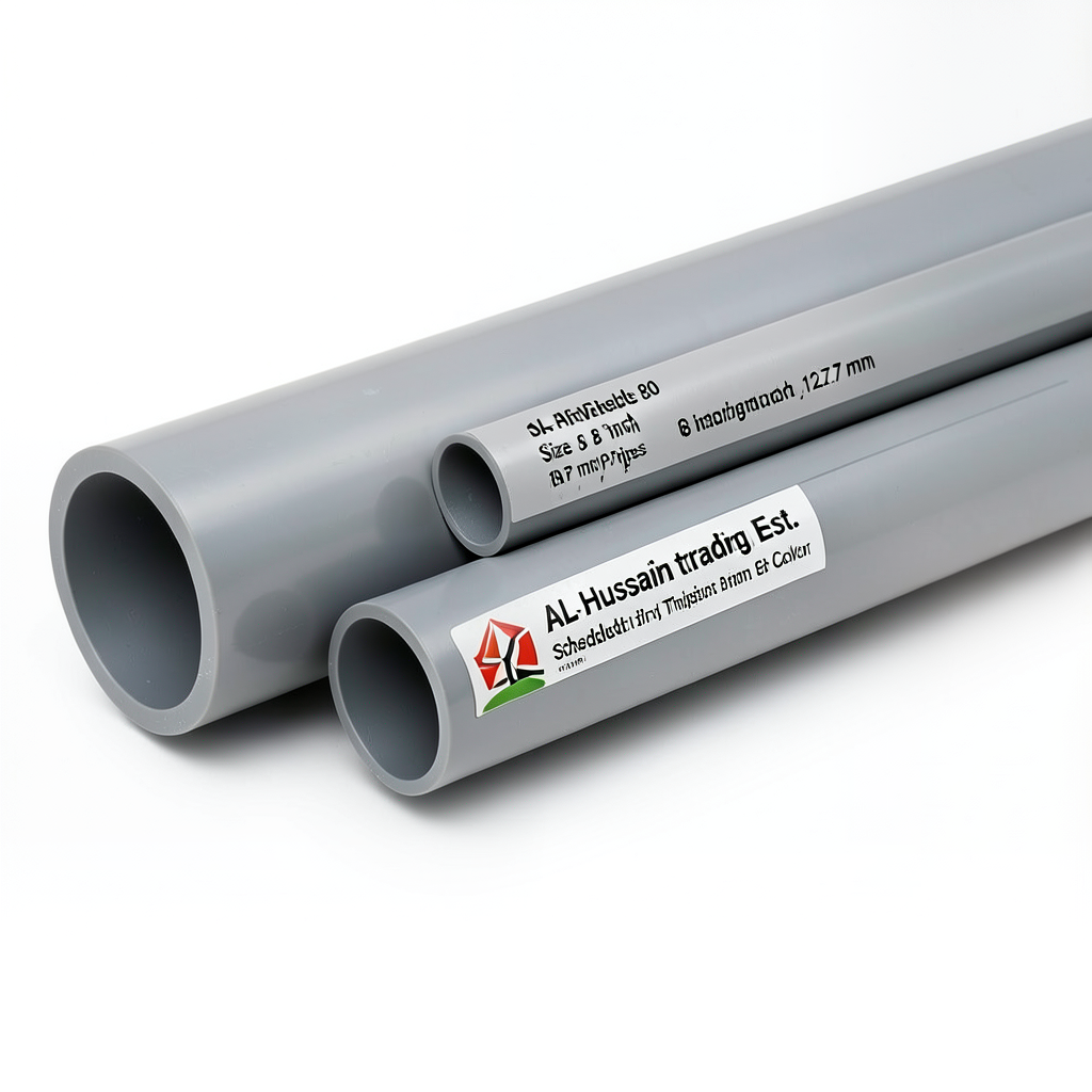 UPVC Pipes Schedule 80 Size 8 inch Thickness 12.7 mm Gray Color | AL-Hussaini trading Est.