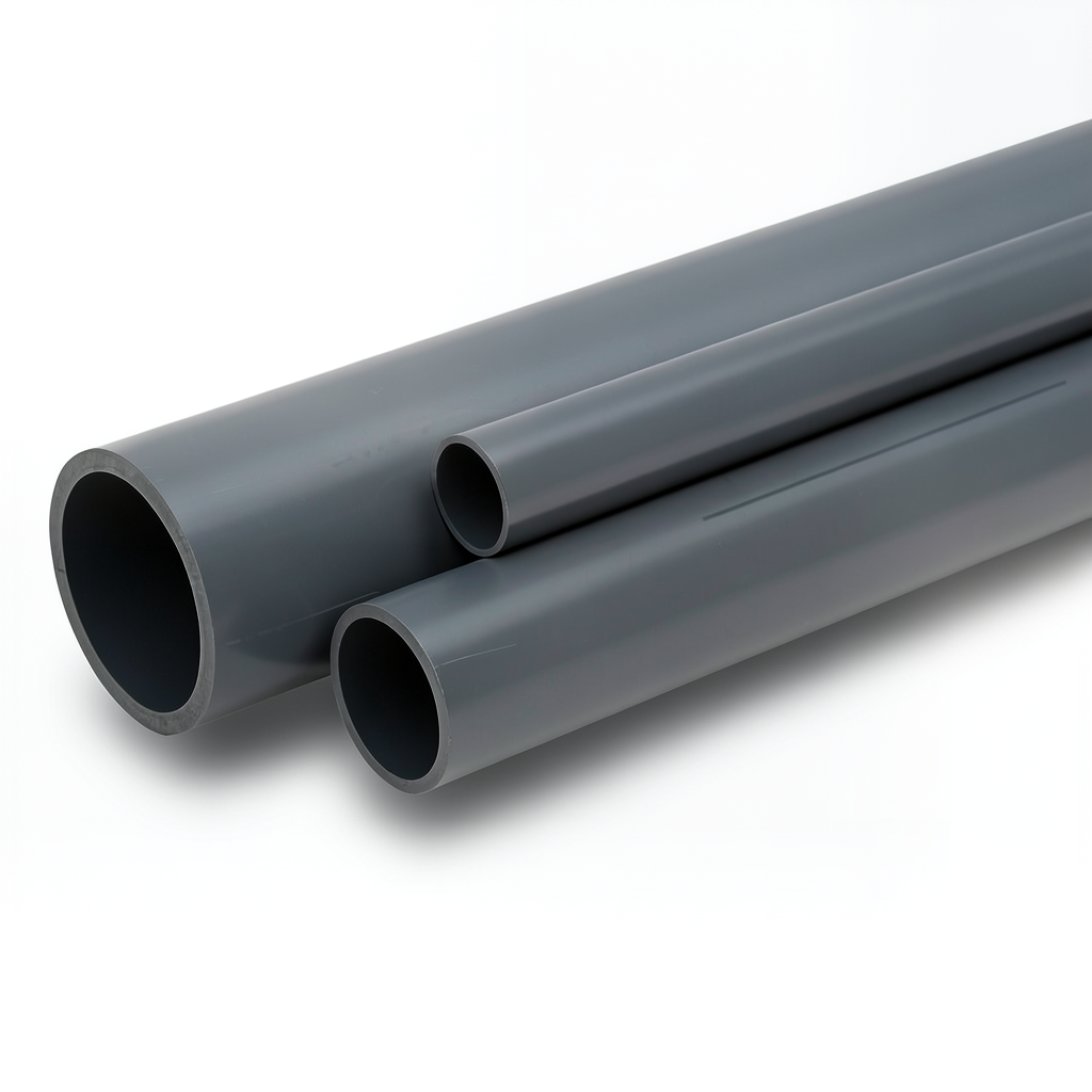 مواسير UPVC ضغط 12 بار مقاس 2 إنش سمك 3.1 مم لون رمادي غامق