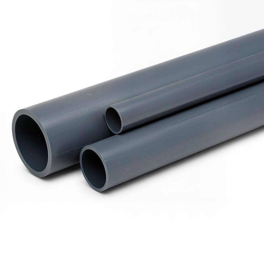 مواسير UPVC ضغط اسمي 15 بار مقاس 3/8 إنش سمك 1.5 مم لون رمادي غامق