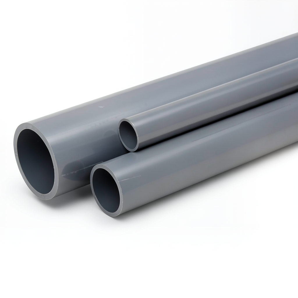 مواسير UPVC جدول 80 مقاس 1 إنش سمك 4.55 مم لون رمادي