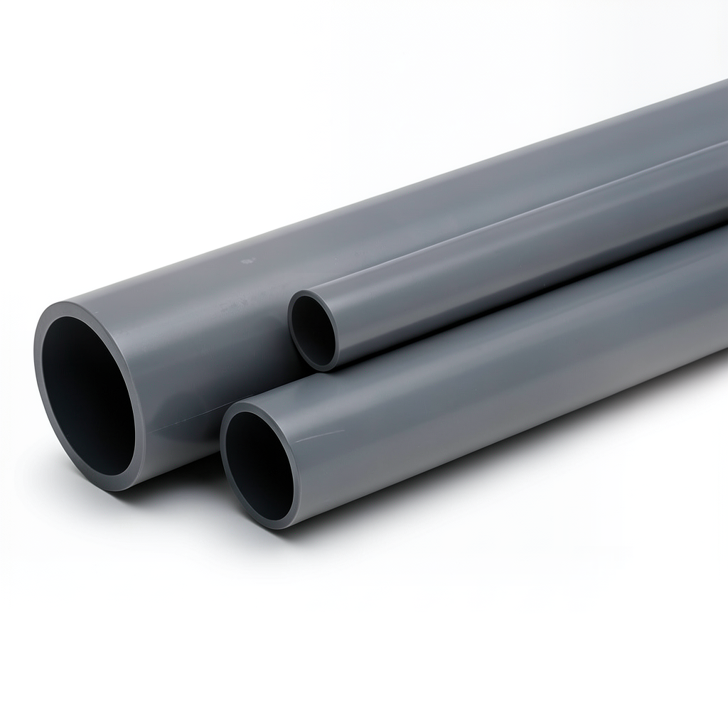 مواسير UPVC ضغط اسمي 12 بار مقاس ¼ 1 إنش سمك 2.2 مم لون رمادي غامق