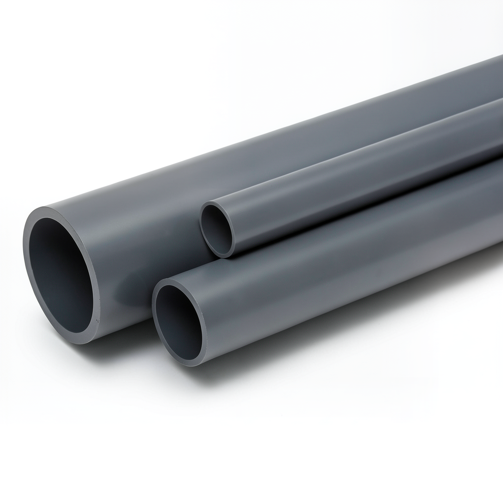 مواسير UPVC ضغط 12 بار مقاس 2 إنش سمك 3.1 مم لون رمادي غامق