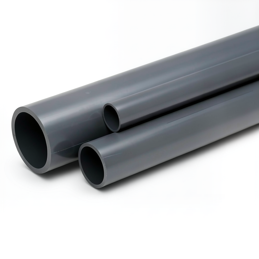 مواسير UPVC ضغط 15 بار مقاس ½ إنش سمك 1.7 مم لون رمادي غامق