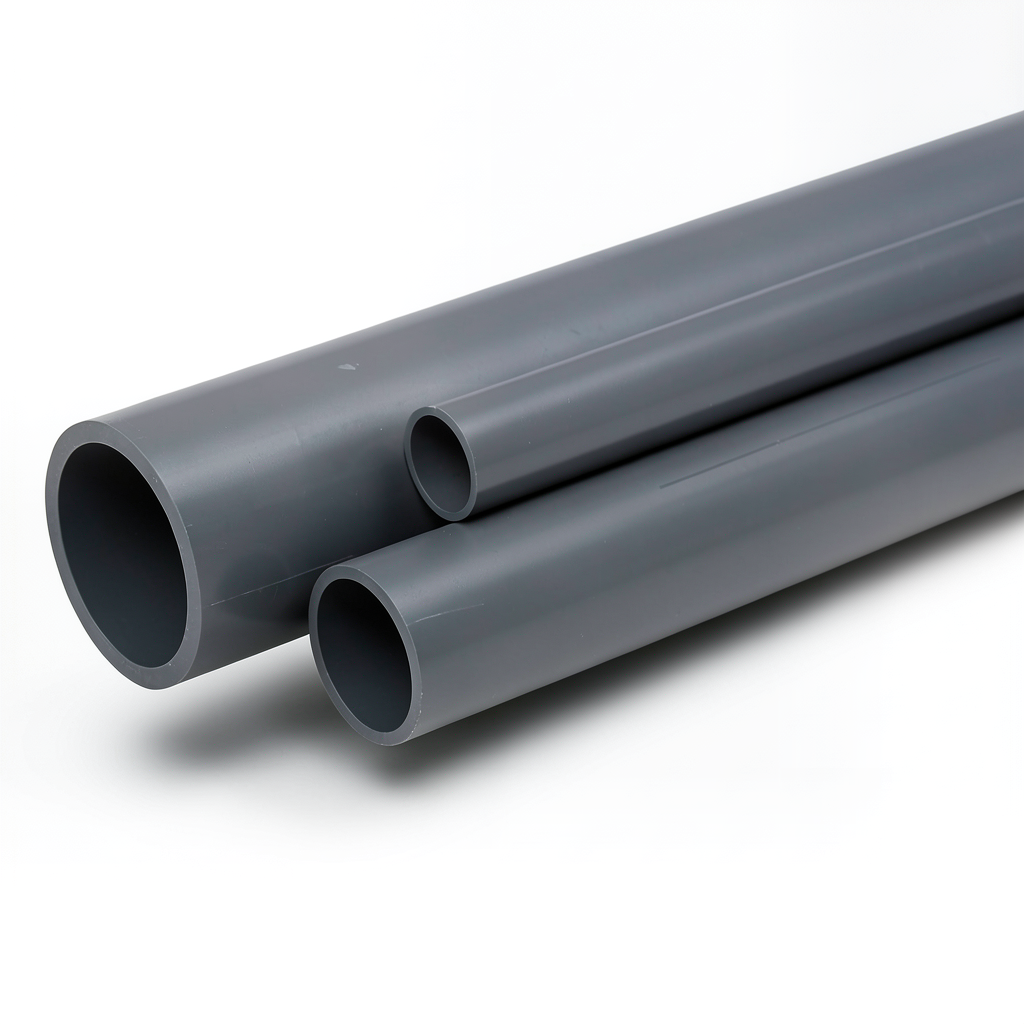 مواسير UPVC ضغط اسمي 12 بار مقاس ¼ 1 إنش سمك 2.2 مم لون رمادي غامق