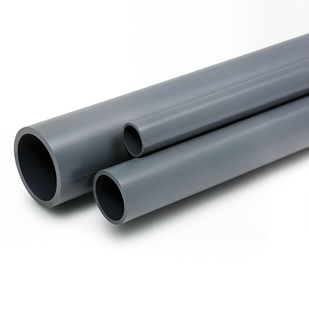 مواسير UPVC ضغط 12 بار مقاس ½ 1 إنش سمك 2.5 مم لون رمادي غامق