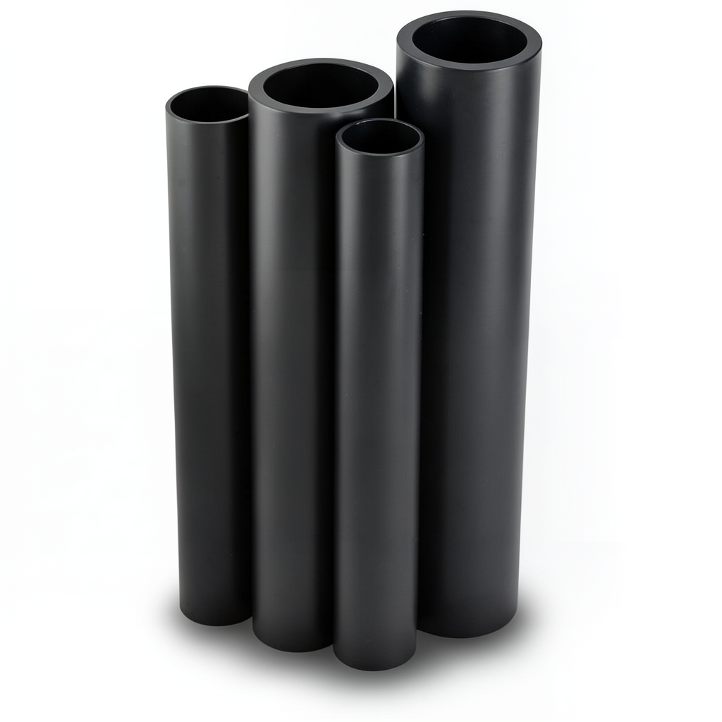 أنابيب HDPE PE 63 ضغط 10 بار قطر 140 مم سمك 12.7 مم لون أسود