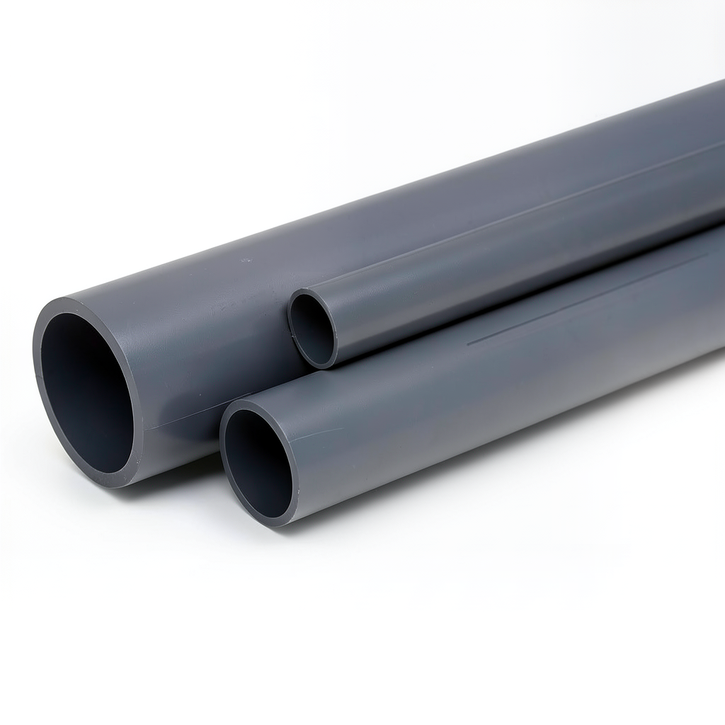 مواسير UPVC ضغط اسمي 15 بار مقاس 1 إنش سمك 2.2 مم لون رمادي غامق