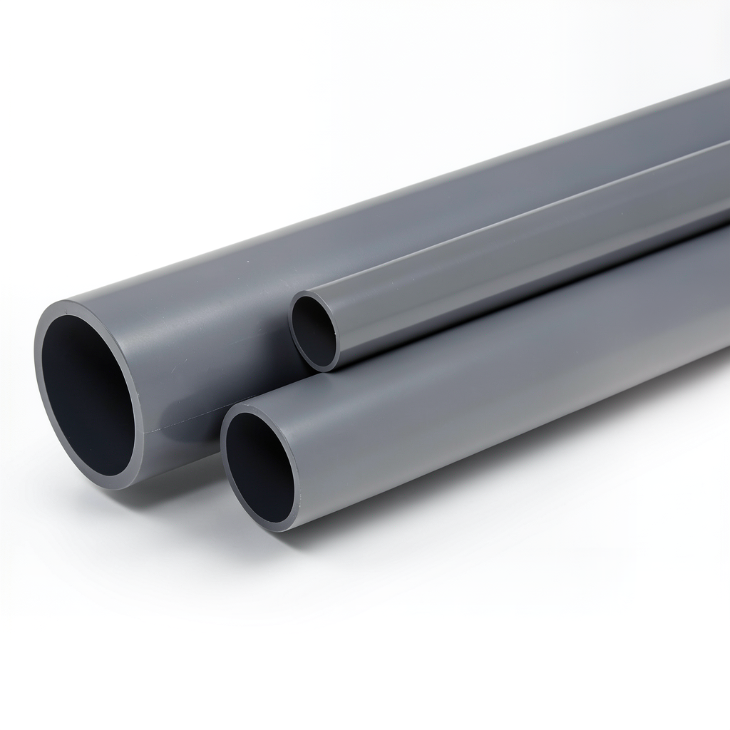 مواسير UPVC ضغط 15 بار مقاس ¼ 1 إنش سمك 2.7 مم لون رمادي غامق