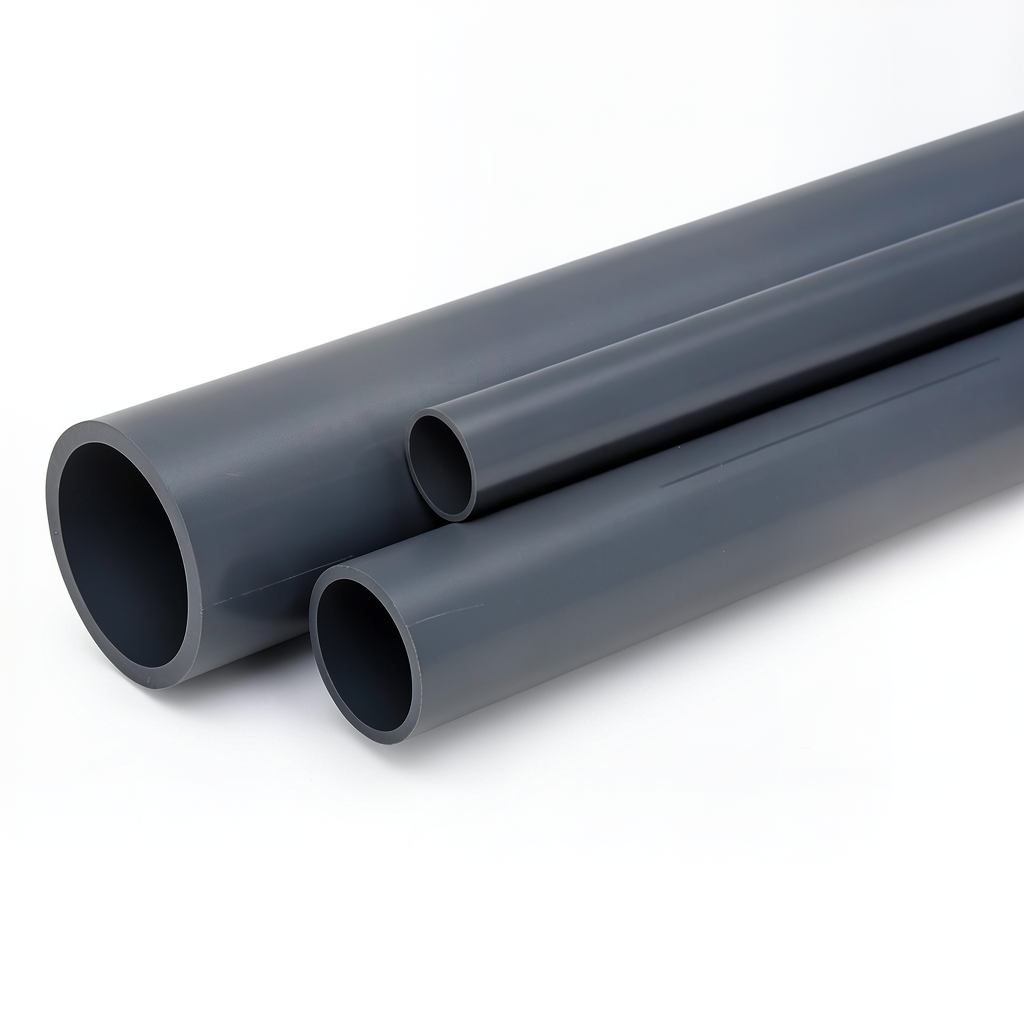مواسير UPVC مقاس ½ 1 إنش سمك 3.7 مم لون رمادي غامق