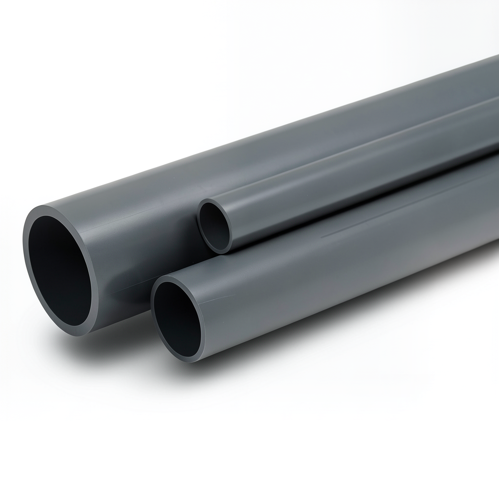 مواسير UPVC ضغط 15 بار مقاس ¼ 1 إنش سمك 2.7 مم لون رمادي غامق