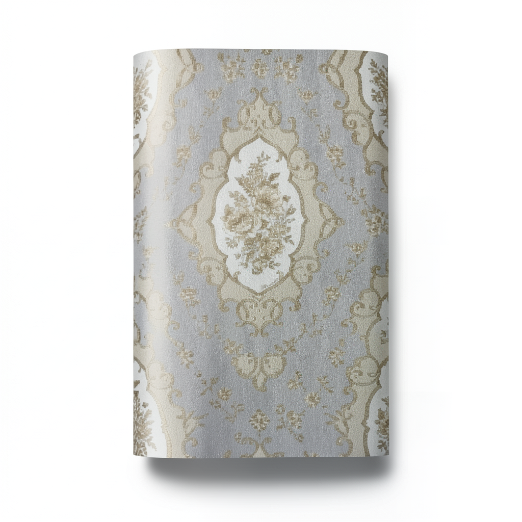 Italian Wallpaper Gray with Beige, 10m Length, 0.73m Width, Model 27008