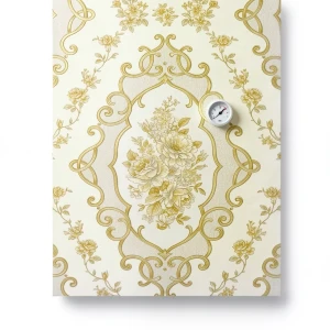 Italian Wall Covering 10m x 0.73m Creamy with Gold, Model 27013