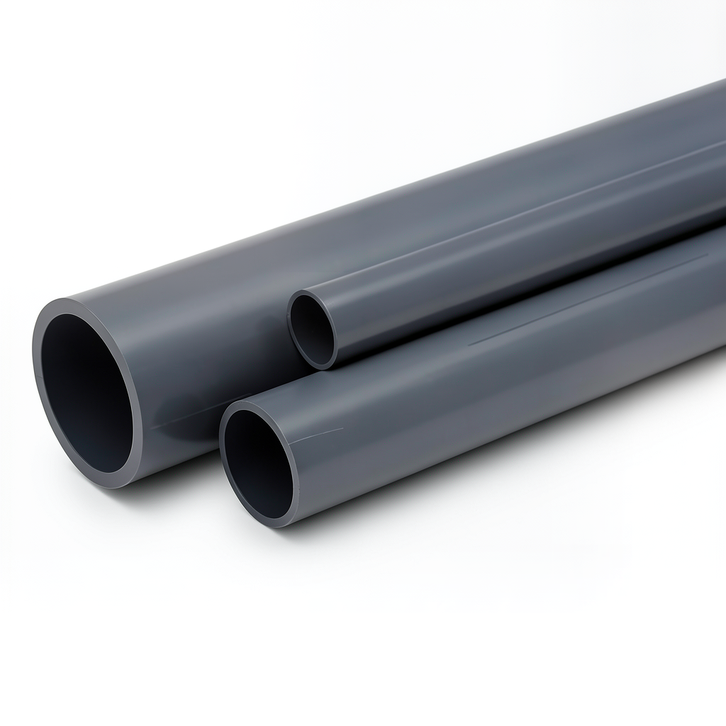 مواسير UPVC ضغط اسمي 15 بار مقاس 1 إنش سمك 2.2 مم لون رمادي غامق