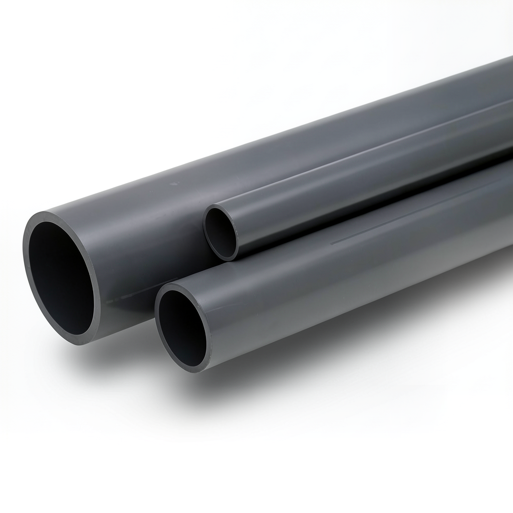مواسير UPVC ضغط 15 بار مقاس ¼ 1 إنش سمك 2.7 مم لون رمادي غامق