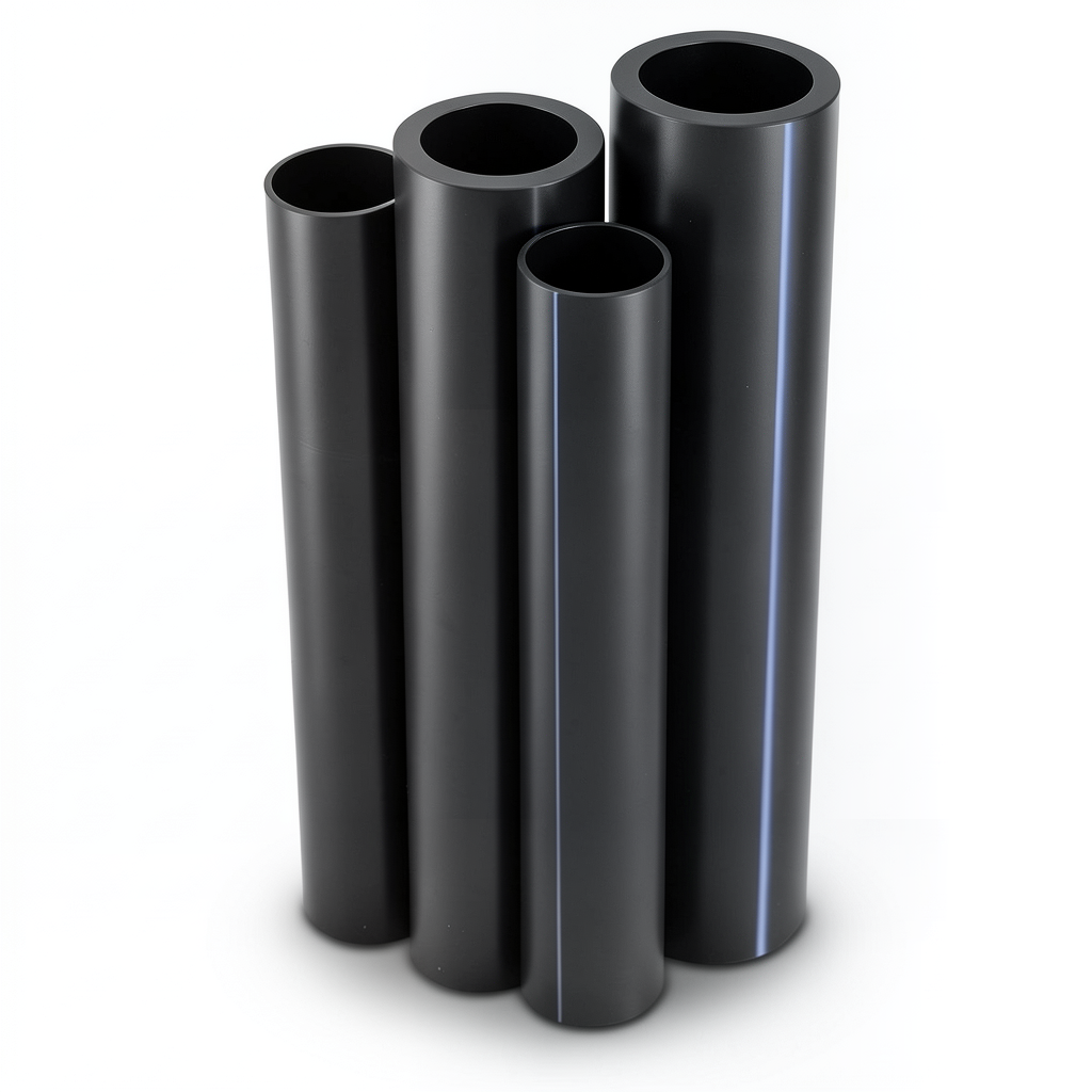 مواسير HDPE بولي ايثيلين عالي الكثافة PE 63 ضغط 10 بار قطر خارجي 630 مم سمك 57.2 مم لون أسود