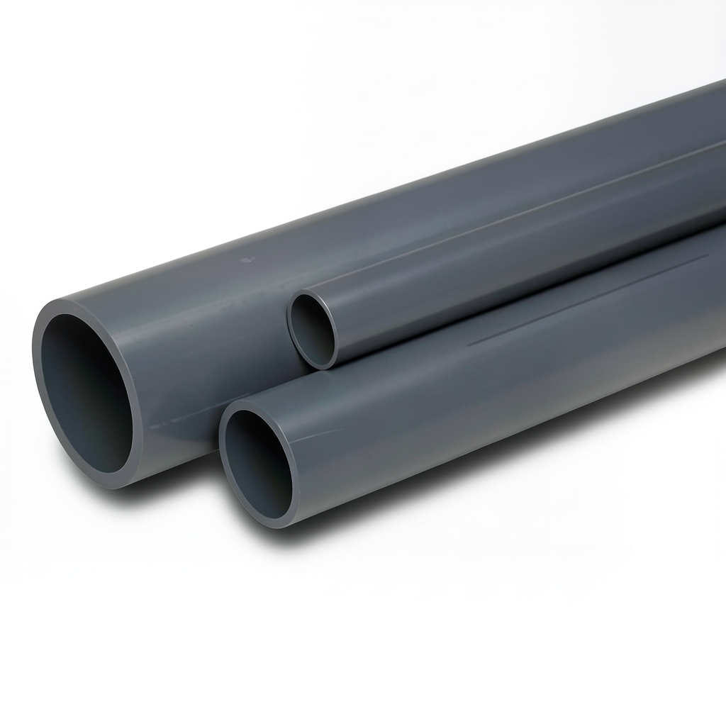مواسير UPVC ضغط اسمي 6 بار مقاس 3 إنش سمك 2.9 مم لون رمادي غامق