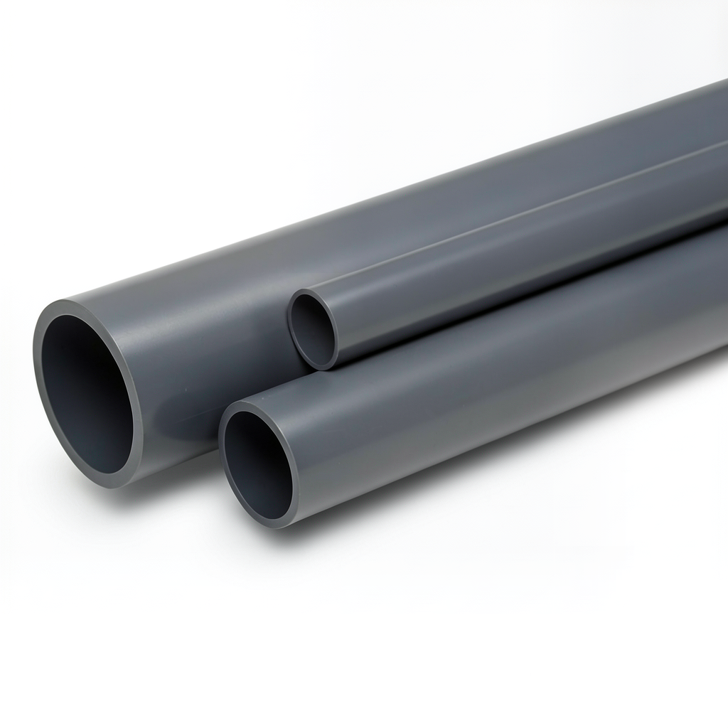 مواسير UPVC ضغط اسمي 9 بار مقاس 3 إنش سمك 3.5 مم لون رمادي غامق
