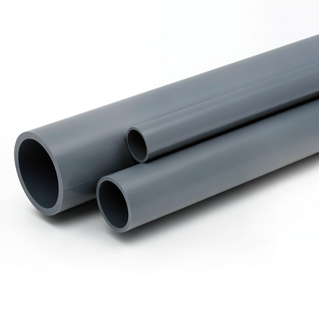 UPVC Pipes 3 Inch Size 15 Bar Pressure 5.7 mm Thickness Dark Gray