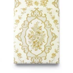 Italian Wall Covering 10m x 0.73m Creamy with Gold, Model 27013