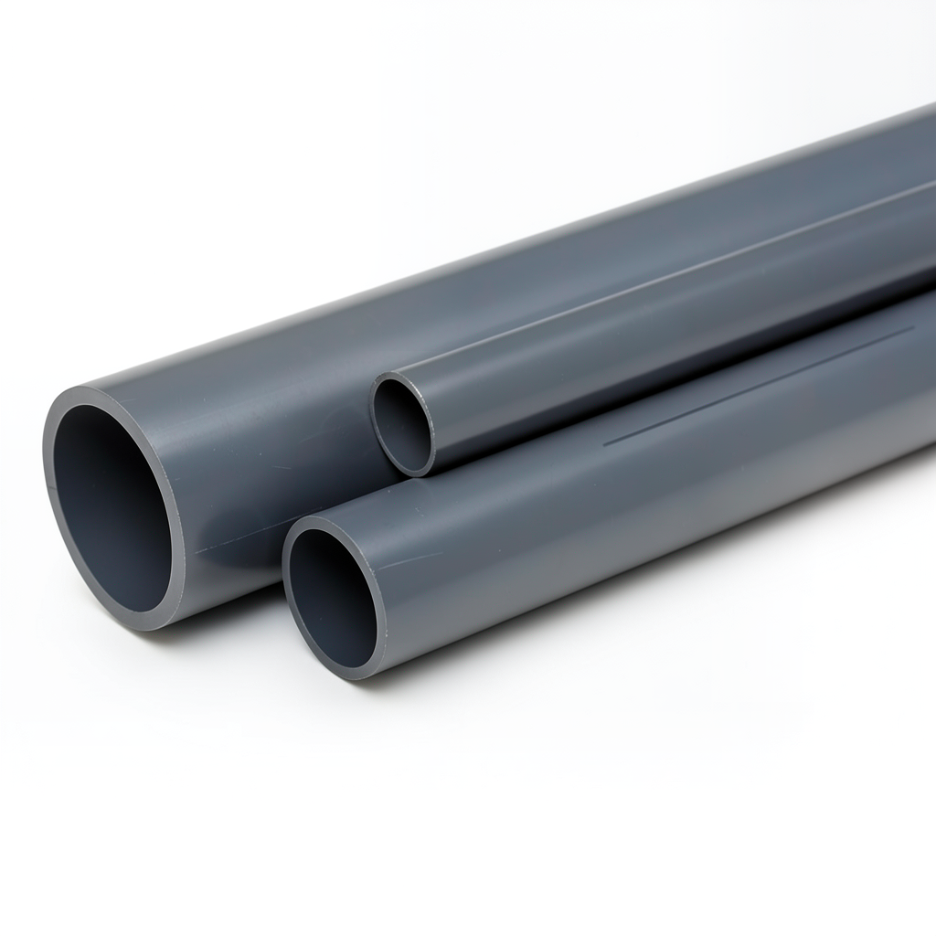 مواسير UPVC مقاس 4 إنش سمك 7.3 مم ضغط 15 بار لون رمادي غامق