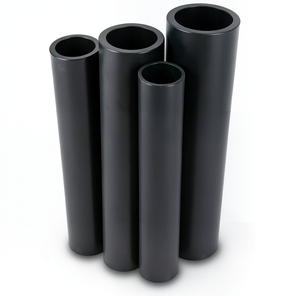 مواسير HDPE PE 80 ضغط 12.5 بار قطر خارجي 140 مم سمك 12.7 مم لون أسود