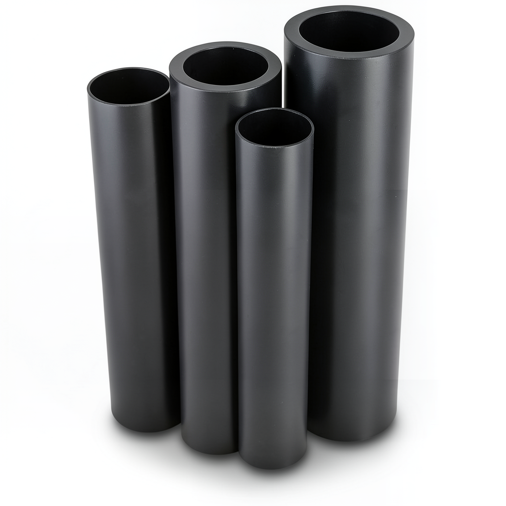 مواسير HDPE PE 63 ضغط اسمي 15.9 بار قطر خارجي 180 مم سمك 24.6 مم لون أسود