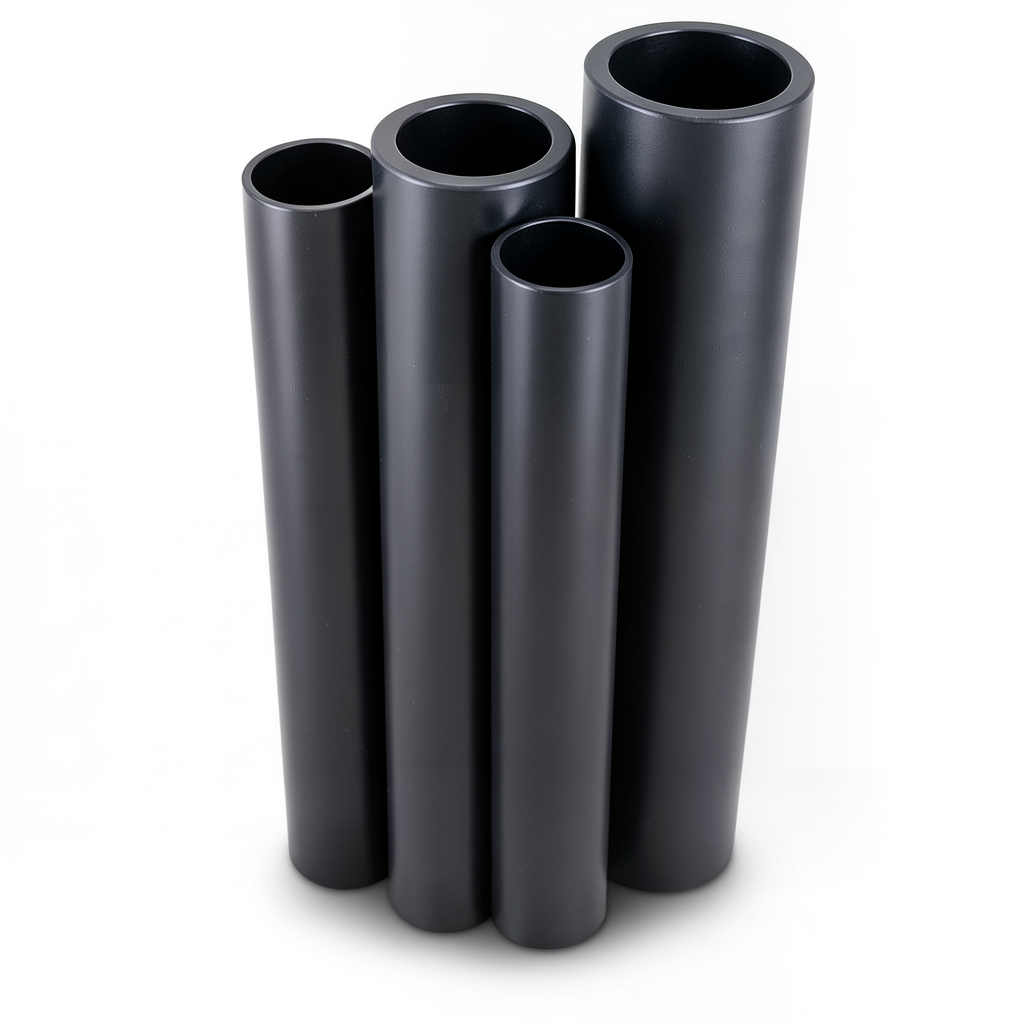 مواسير HDPE بولي ايثيلين عالي الكثافة PE 63 ضغط 10 بار قطر خارجي 630 مم سمك 57.2 مم لون أسود