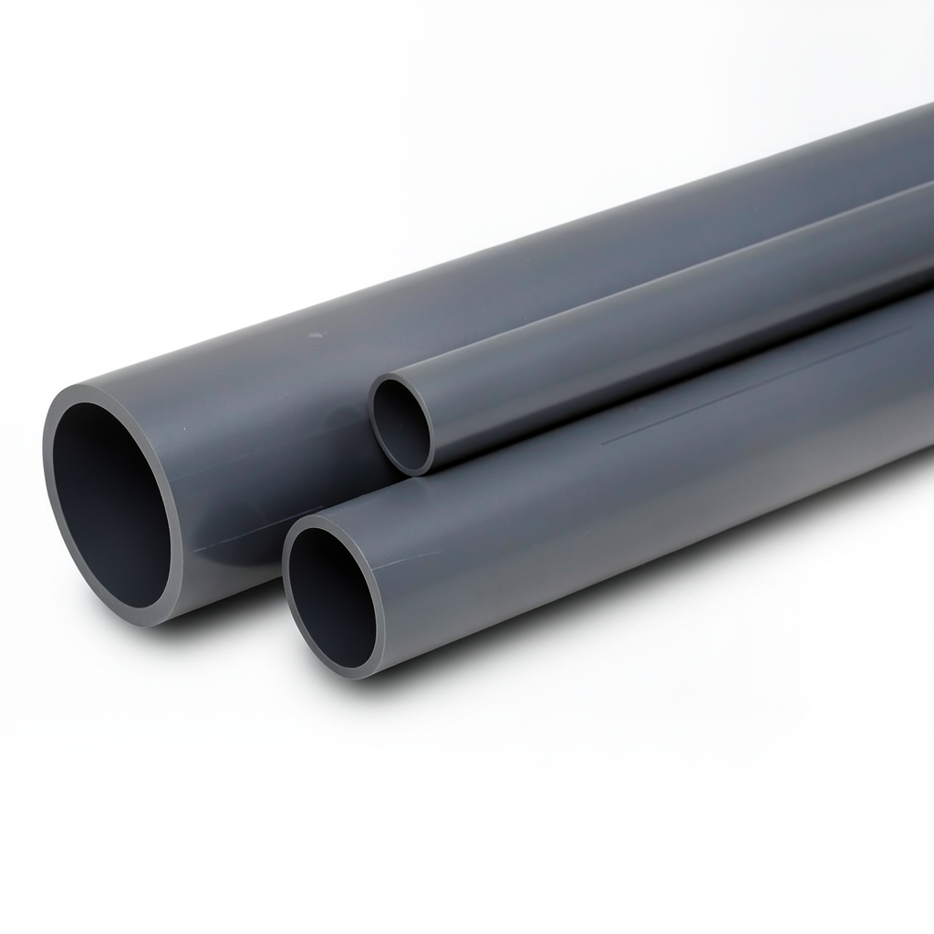 مواسير UPVC ضغط اسمي 12 بار مقاس 3 إنش سمك 4.6 مم لون رمادي غامق