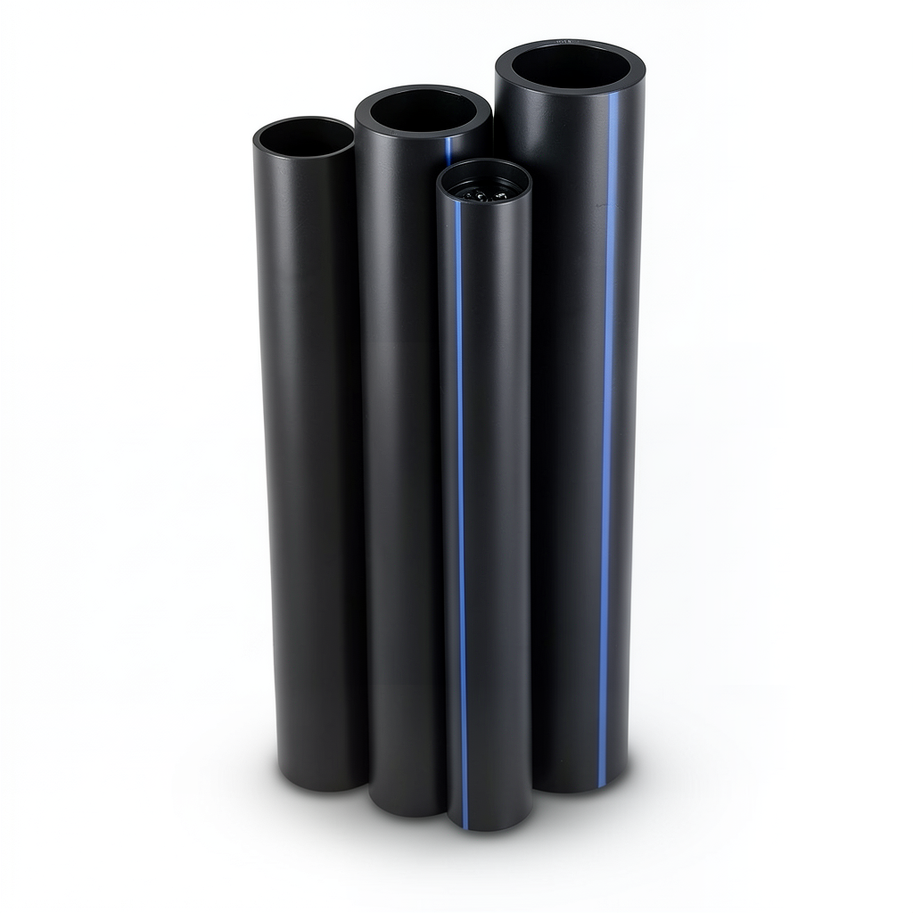 مواسير HDPE PE 63 ضغط 15.9 بار قطر 225 مم سمك 30.8 مم أسود