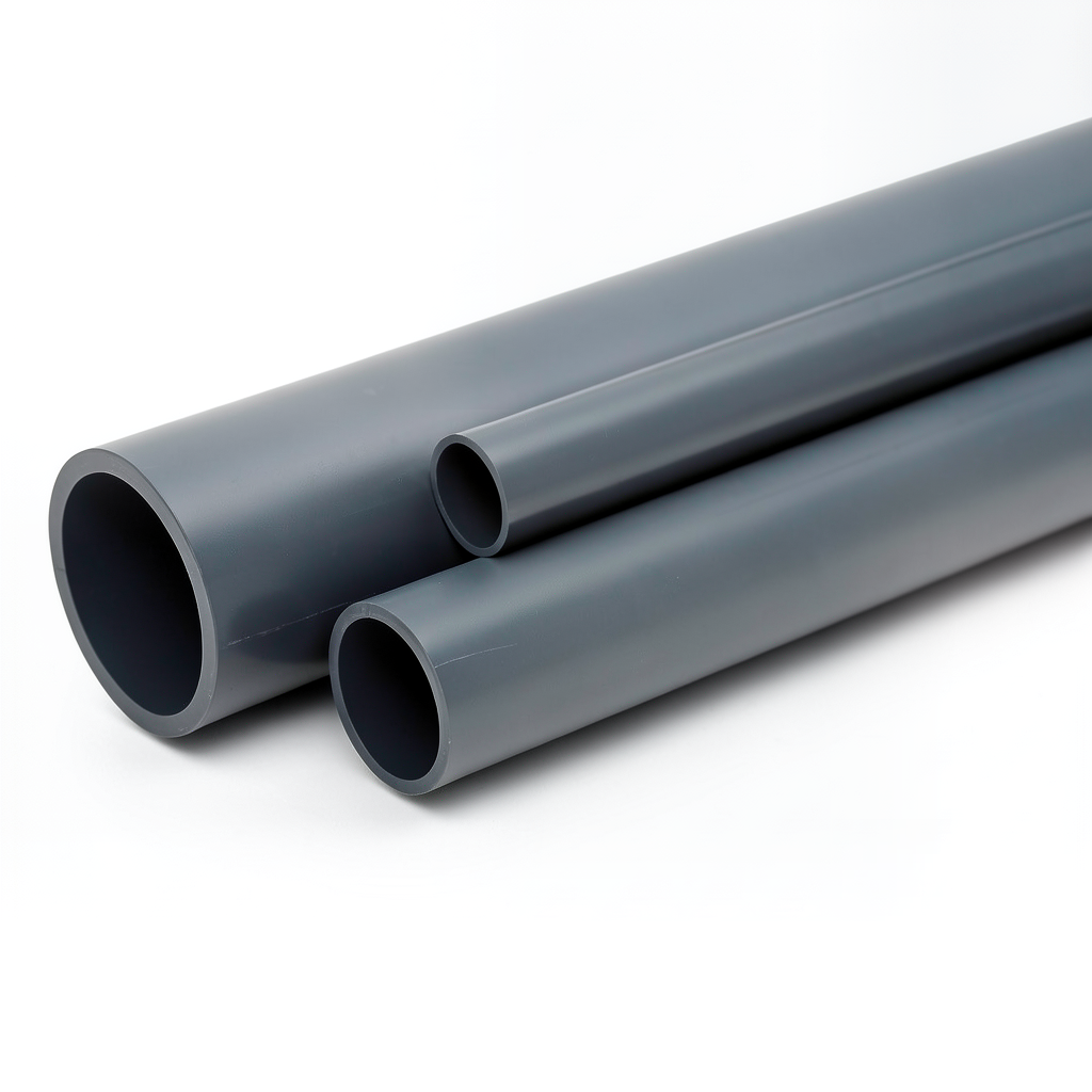 مواسير UPVC ضغط اسمي 9 بار مقاس 3 إنش سمك 3.5 مم لون رمادي غامق