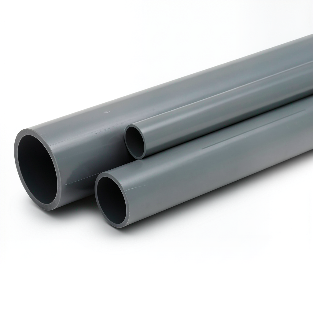 مواسير UPVC ضغط اسمي 12 بار مقاس 3 إنش سمك 4.6 مم لون رمادي غامق