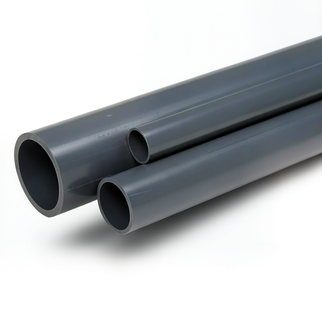 مواسير UPVC ضغط 6 بار مقاس 4 إنش سمك 3.4 مم لون رمادي غامق
