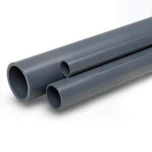 مواسير UPVC ضغط اسمي 9 بار مقاس 4 إنش سمك 4.5 مم لون رمادي غامق