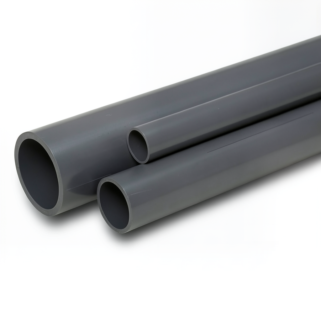 مواسير UPVC ضغط 6 بار مقاس 5 إنش سمك 3.8 مم لون رمادي غامق