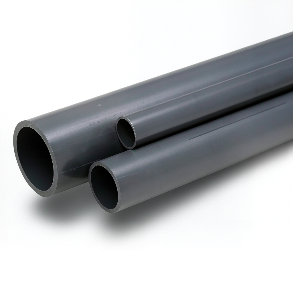 UPVC Pipes 15 Bar Pressure 5 Inch Size 9 mm Thickness Dark Gray