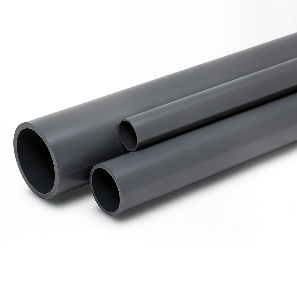 مواسير UPVC مقاس 6 إنش ضغط 12 بار سمك 8.8 مم لون رمادي غامق
