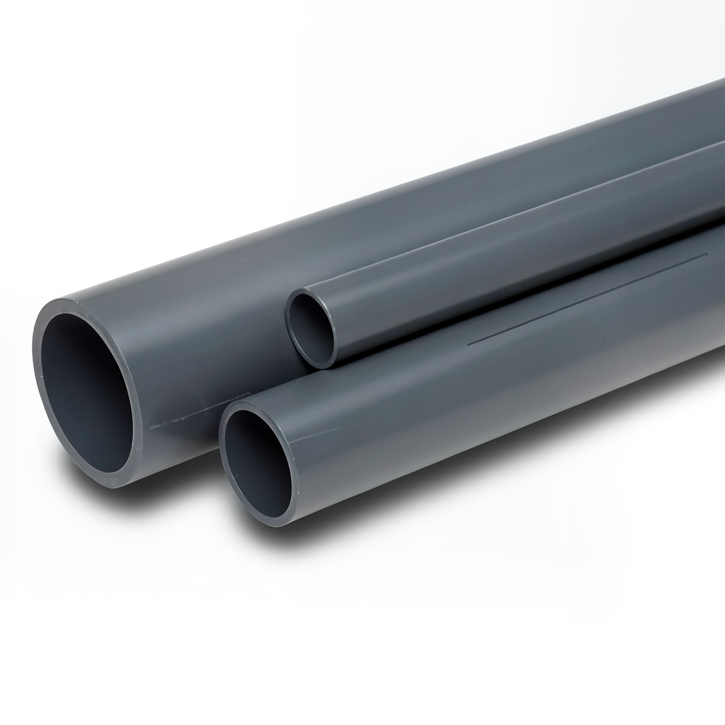UPVC Pipes 9 Bar Pressure 8 Inch Size 7.8 mm Thickness Dark Gray