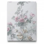 Floral wallpaper, length 10 m, width 0.70 m, pale gray color, model 13015