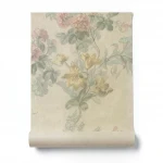 Rose wallpaper, length 10 m, width 0.70 m, beige color, model 13018